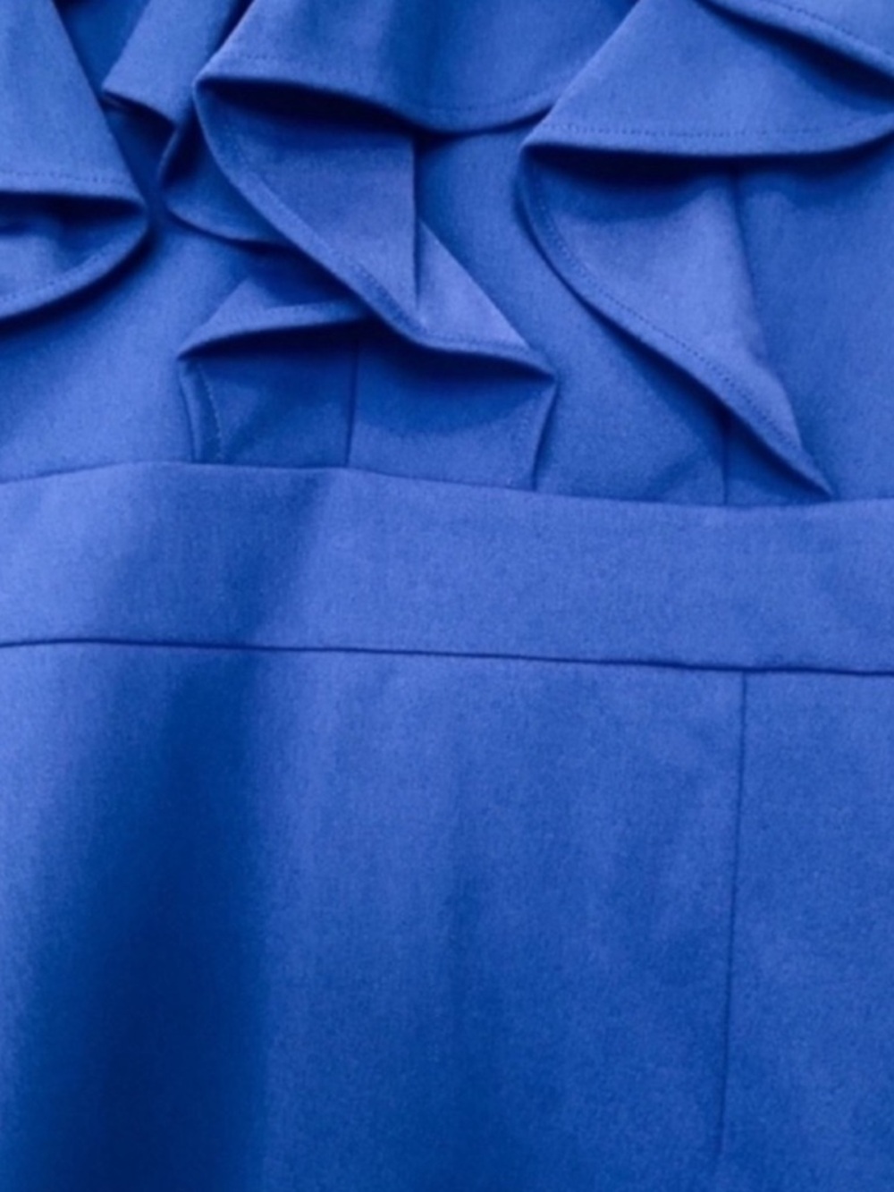 ILE New York Sleeveless Sheath Dress Ruffled V Neckline Blue Size 10 - Picture 5 of 8